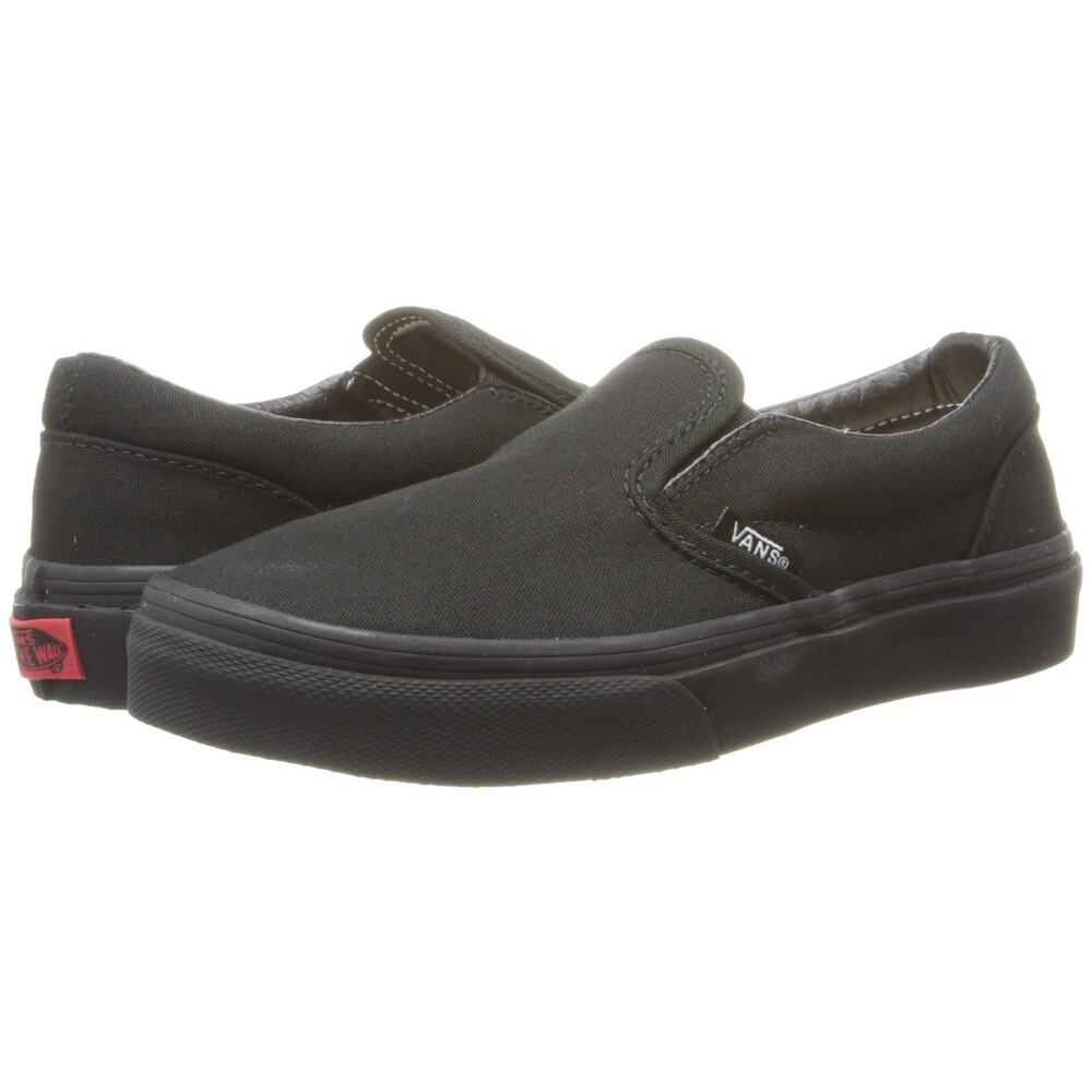 Vans Slip-On Kids Sneakers in Black with Red Heel Tab